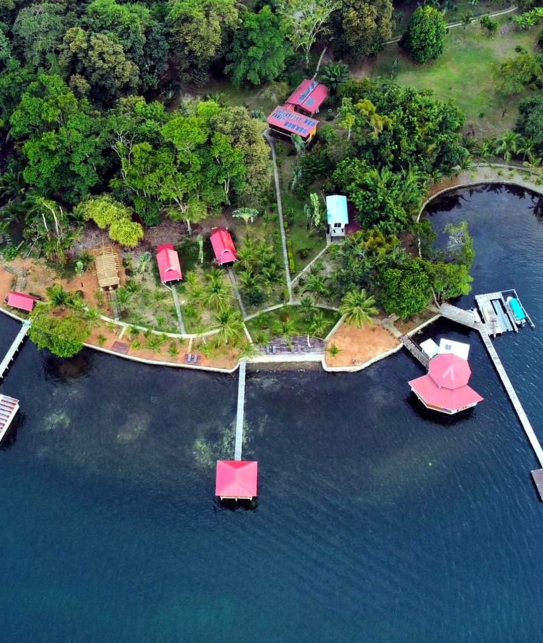 Aerial view of the full resort, Private island buyout at Dolphin Blue Paradise